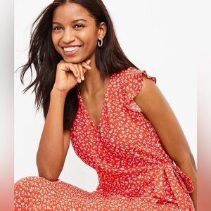Like New Red Floral Loft Dress